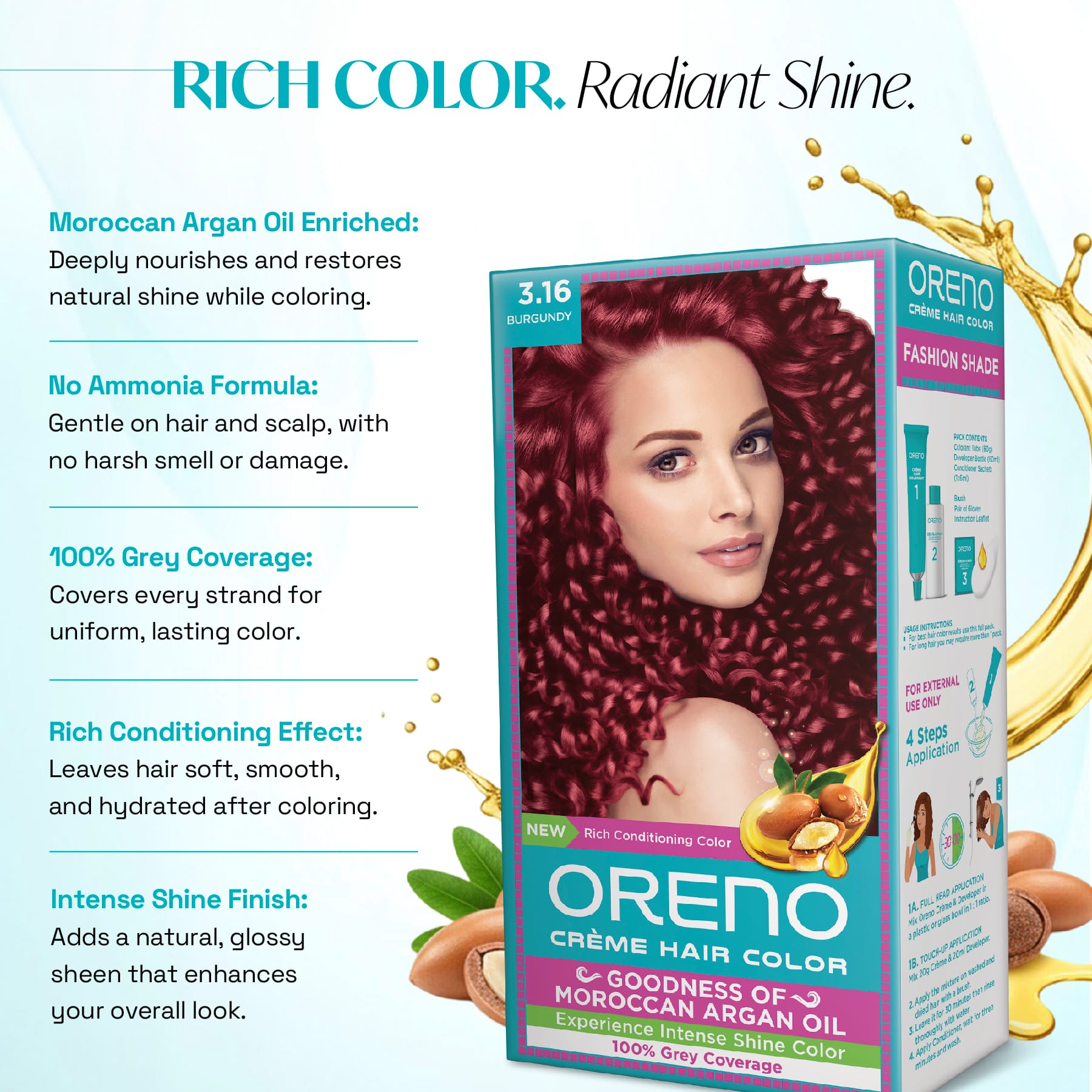 Oreno Crème Hair Color 3.16 Burgundy