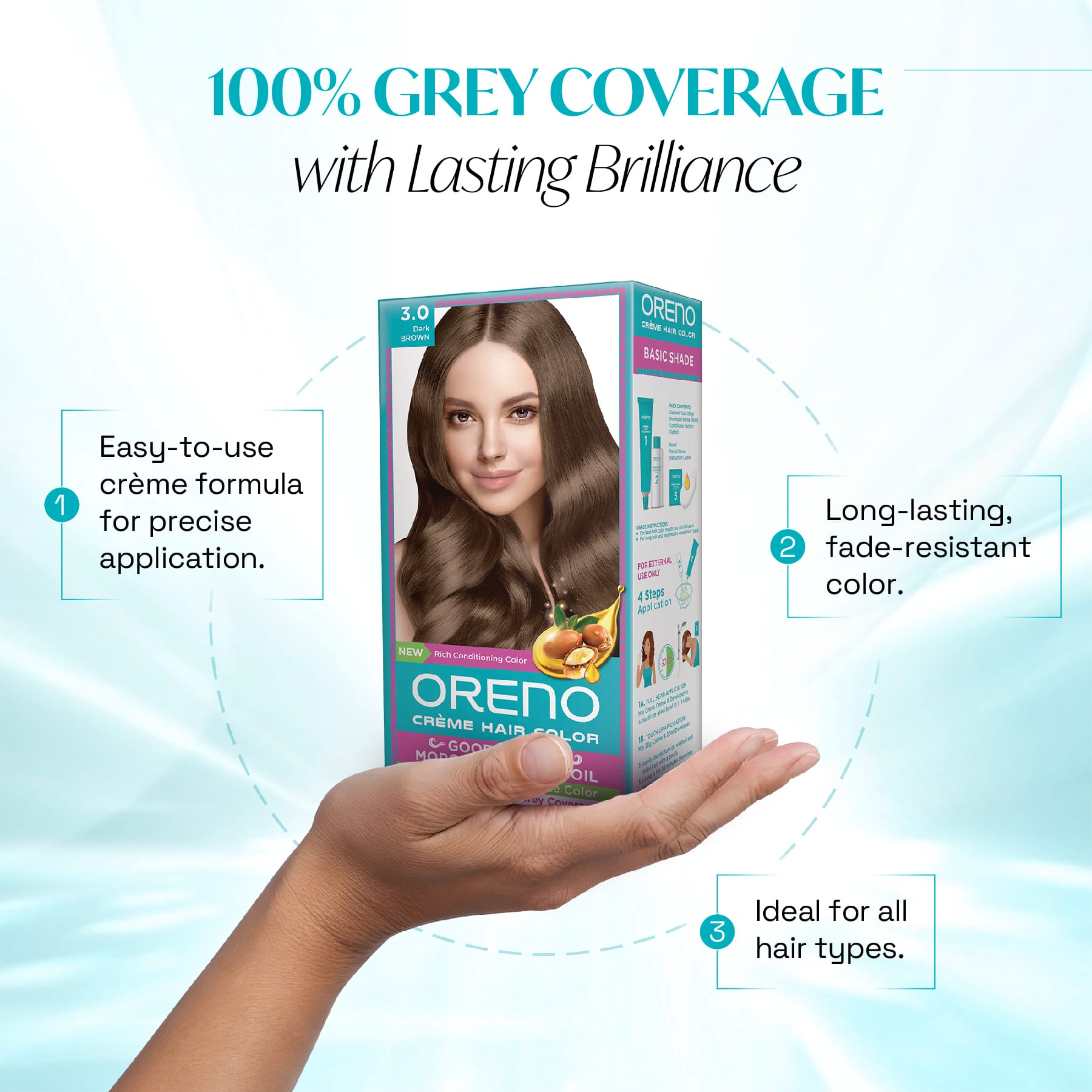 Oreno Crème Hair Color 3.0 Dark Brown