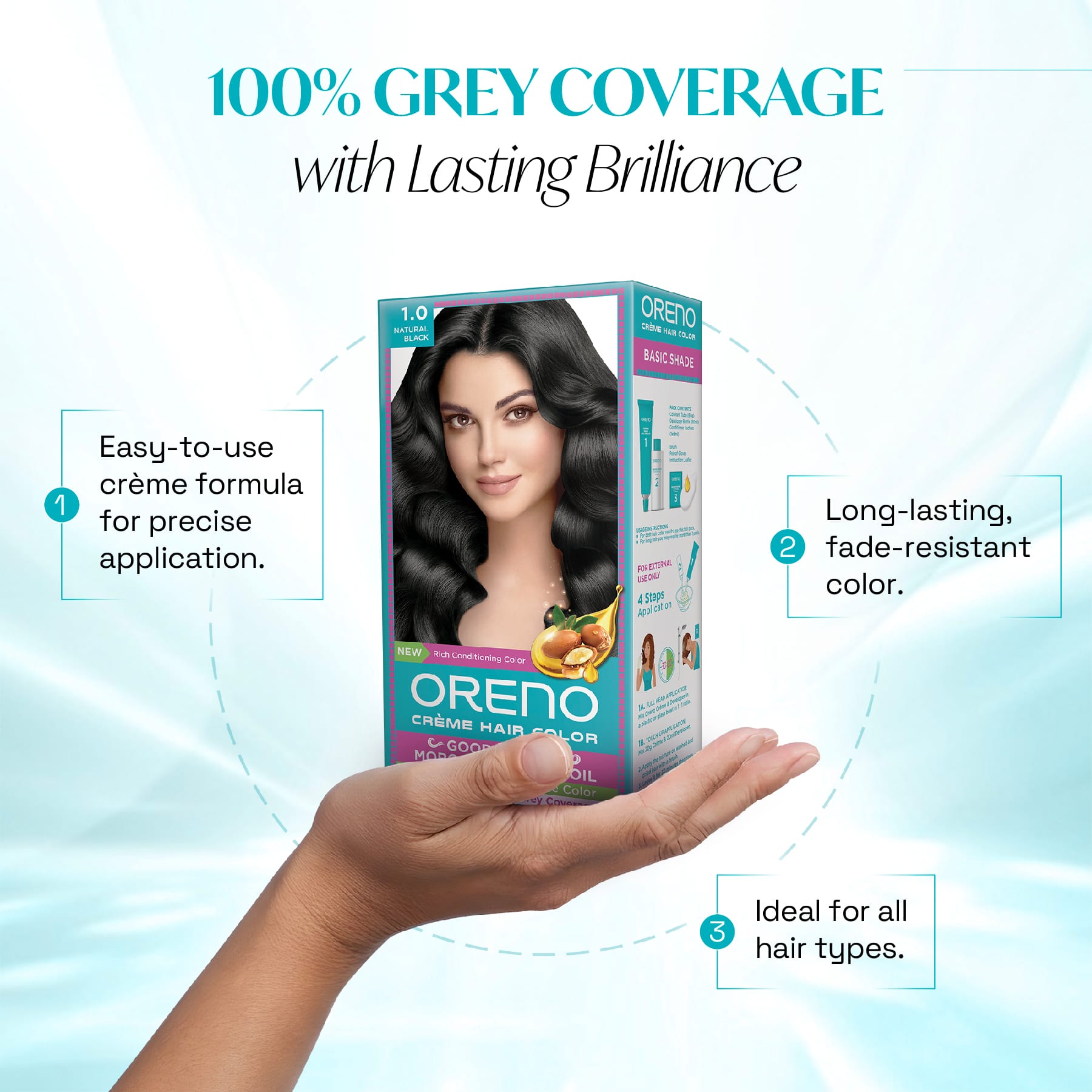 Oreno Crème Hair Color 1.0 Natural Black