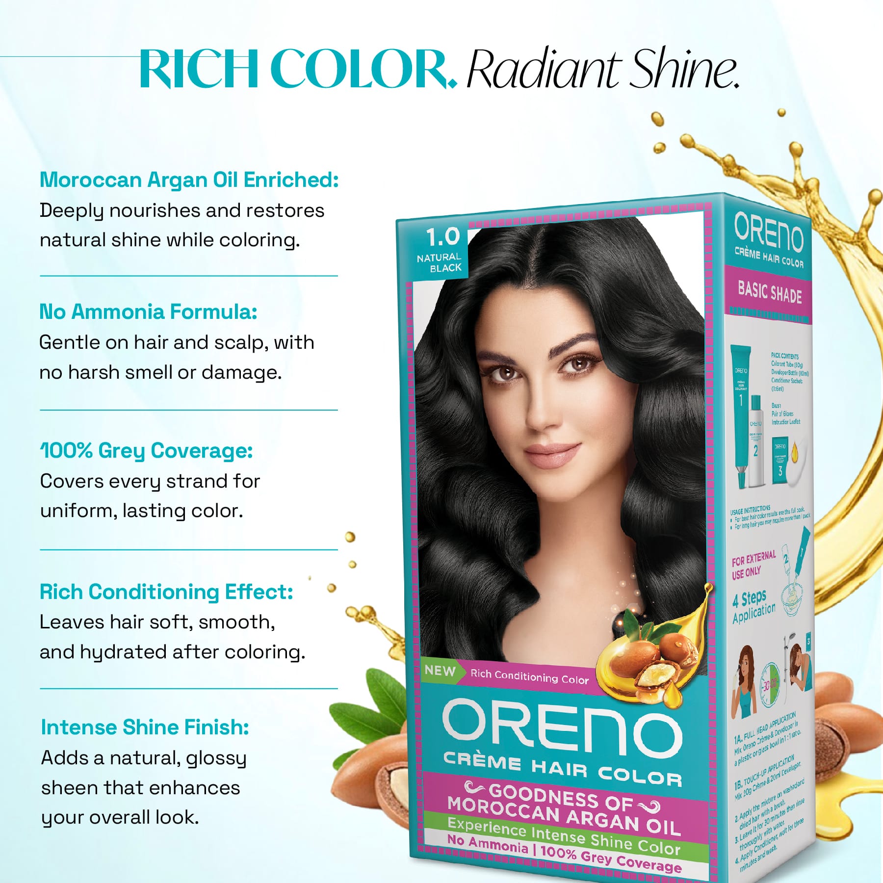 Oreno Crème Hair Color 1.0 Natural Black
