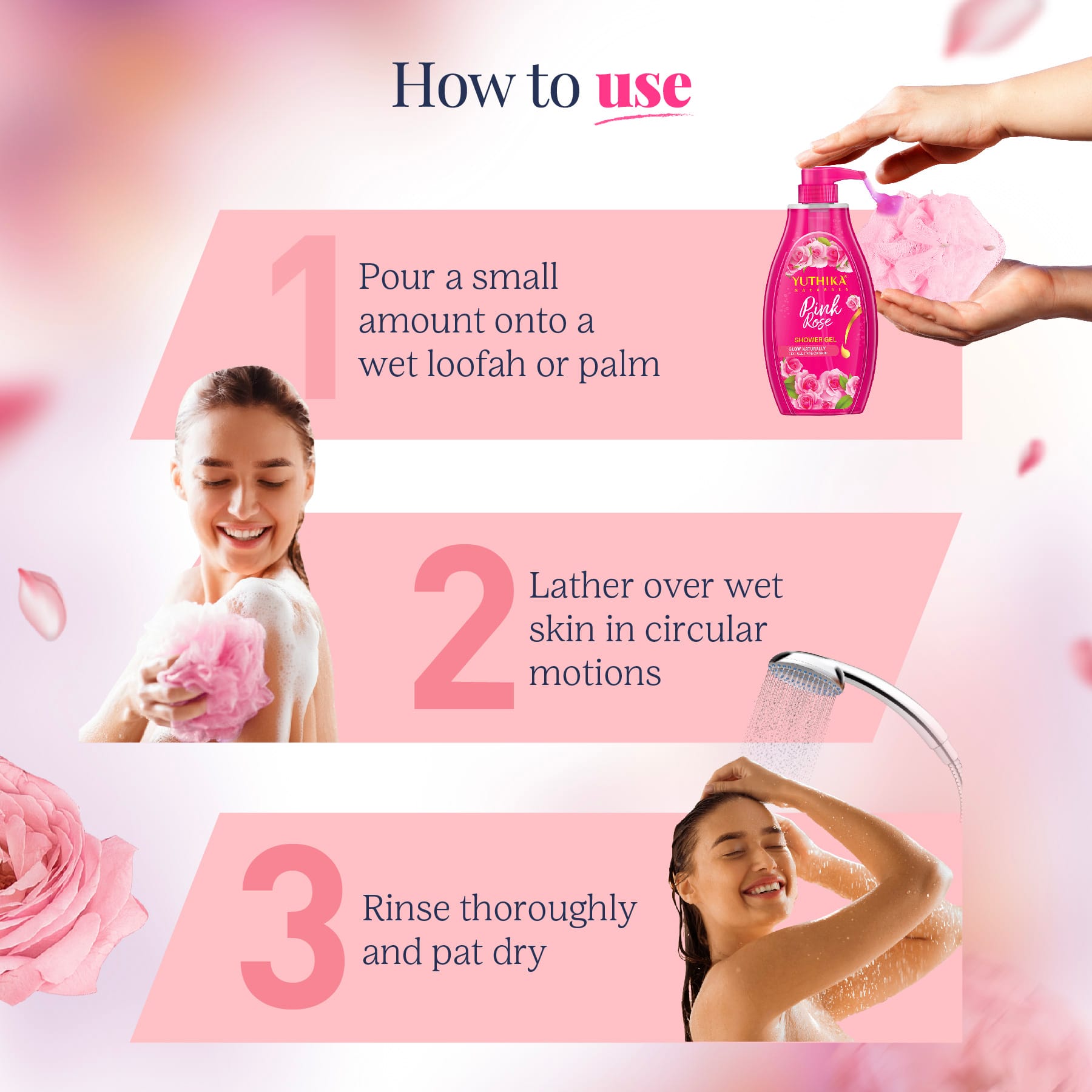 Yuthika Naturals Shower Gel Pink Rose 750ml