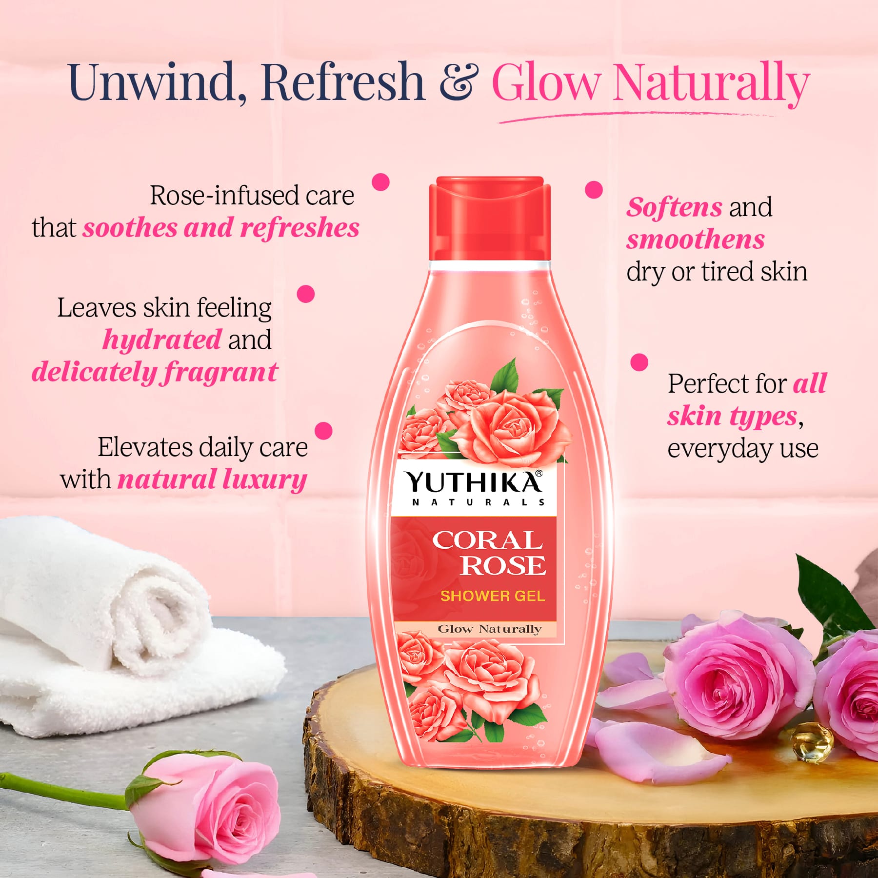 Yuthika Naturals Shower Gel Coral Rose 250ml