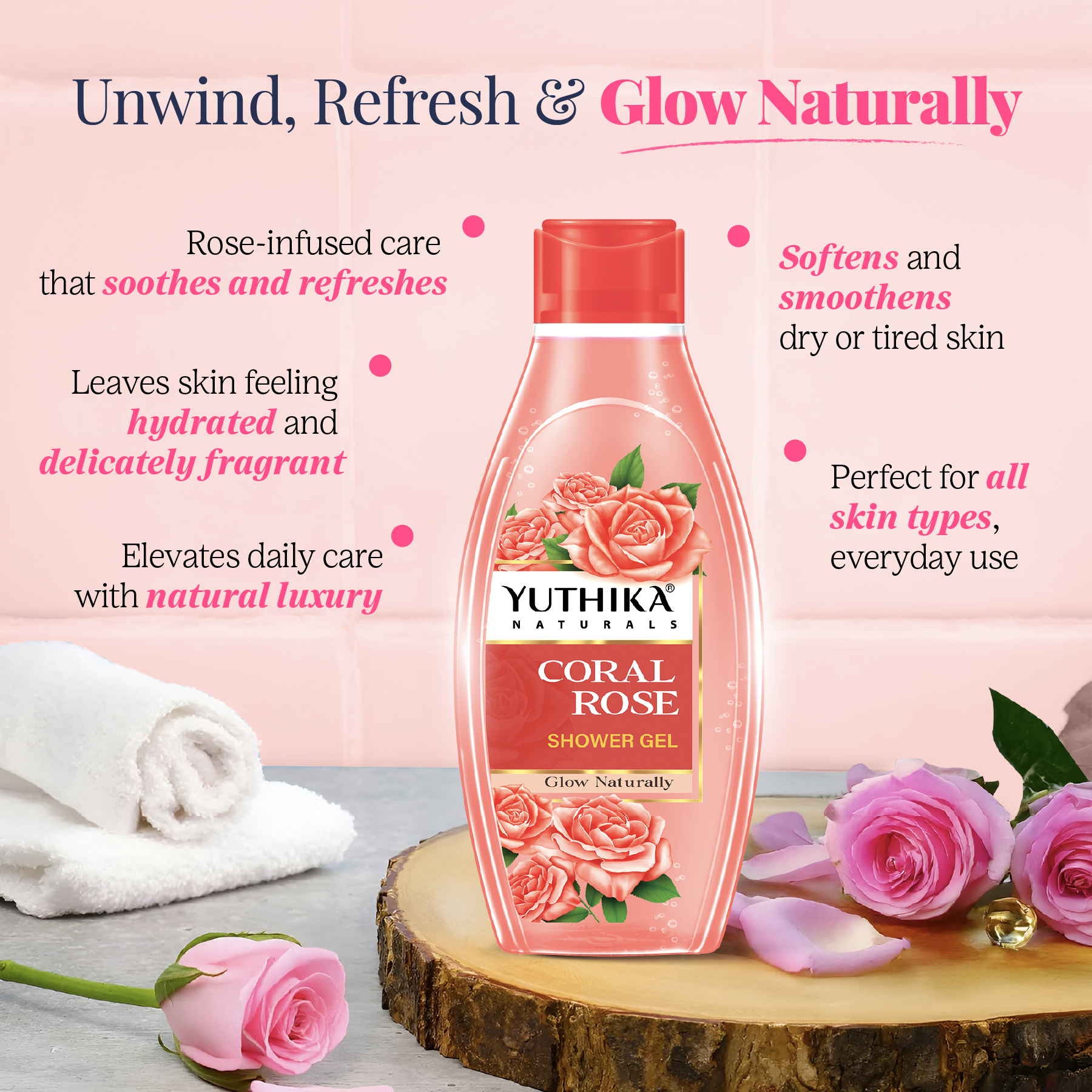 Yuthika Naturals Shower Gel Coral Rose 250ml