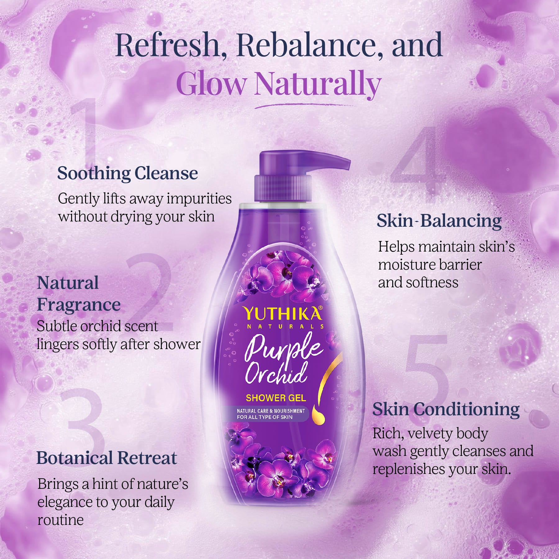 Yuthika Naturals Shower Gel Purple Orchid 750ml