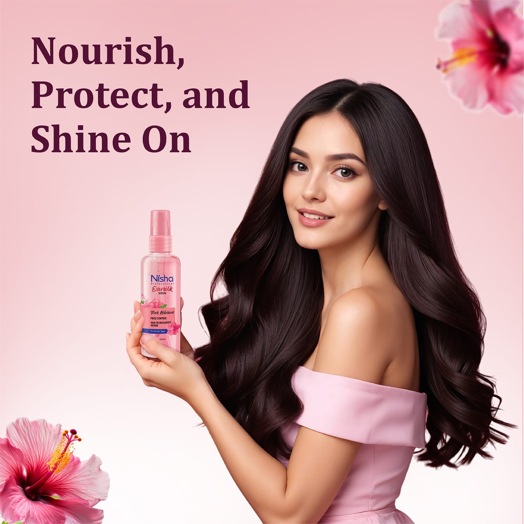 Nisha Professional Eversilk Pink Hibiscus Hair Serum