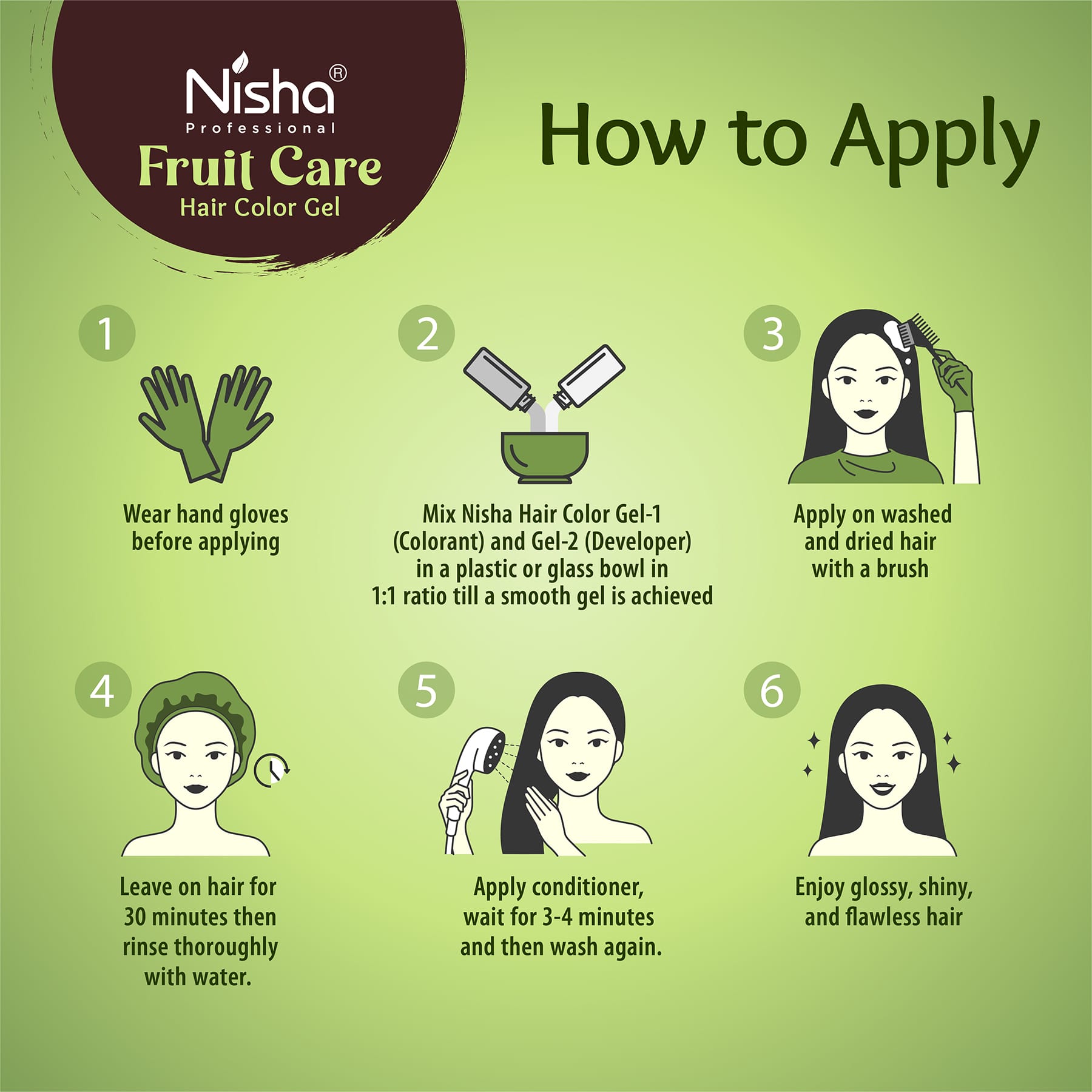 Nisha Professional Fruit Care Hair Color Gel Dark Brown 30ml