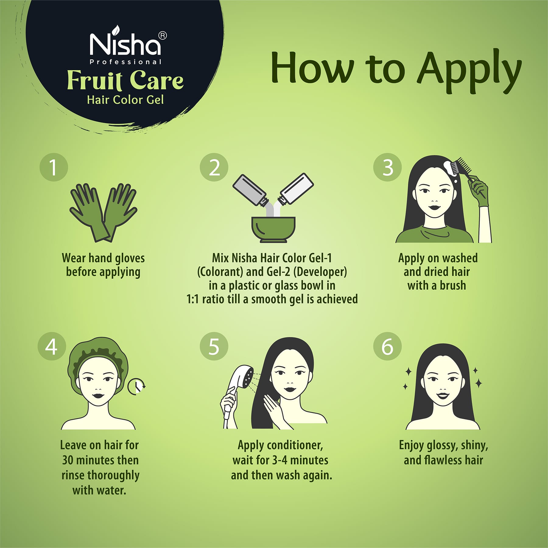 Nisha Professional Fruit Care Hair Color Gel Natural Black 100ml