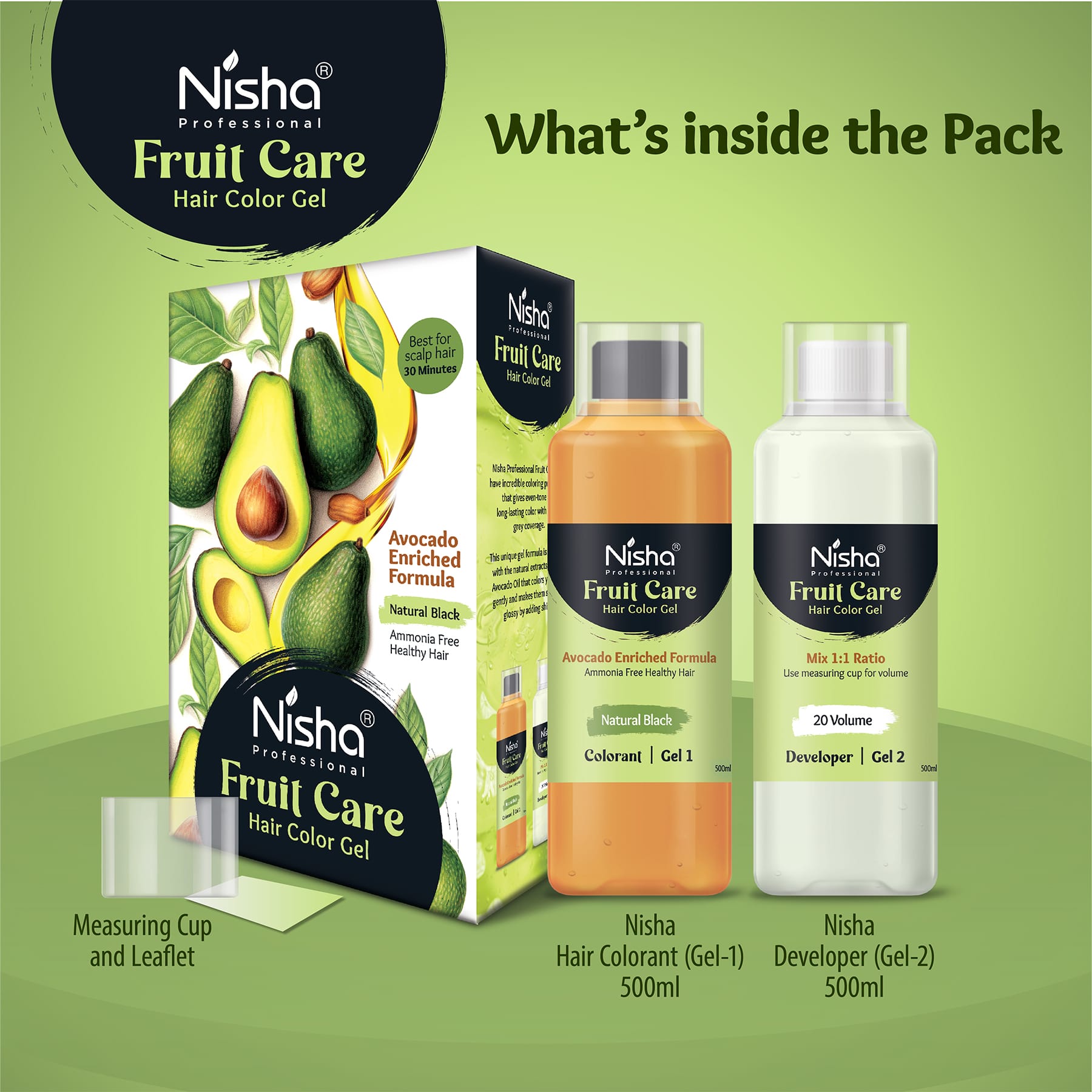 Nisha Professional Fruit Care Hair Color Gel Natural Black