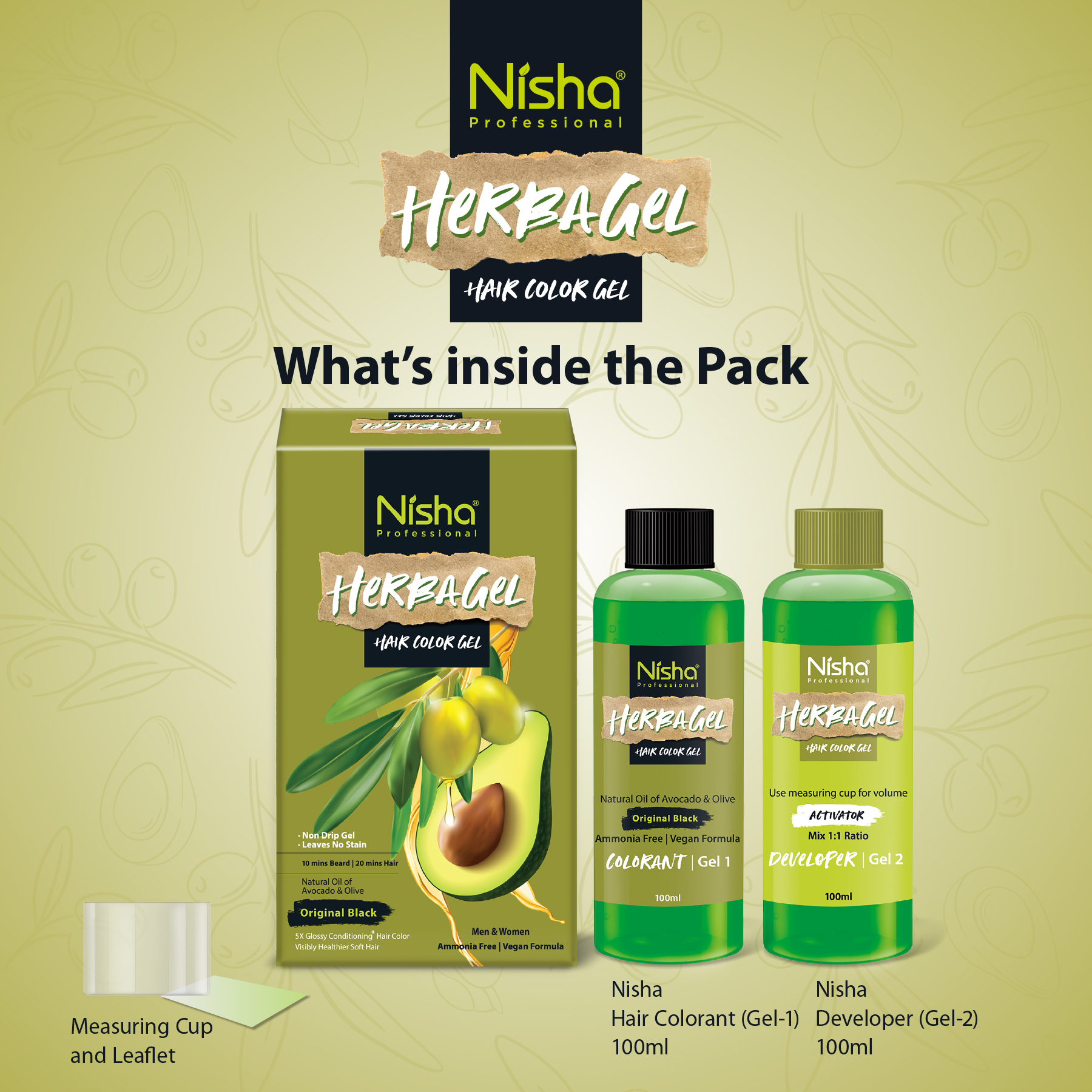 Nisha Professional Herba Hair Color Gel Dark Brown 100ml