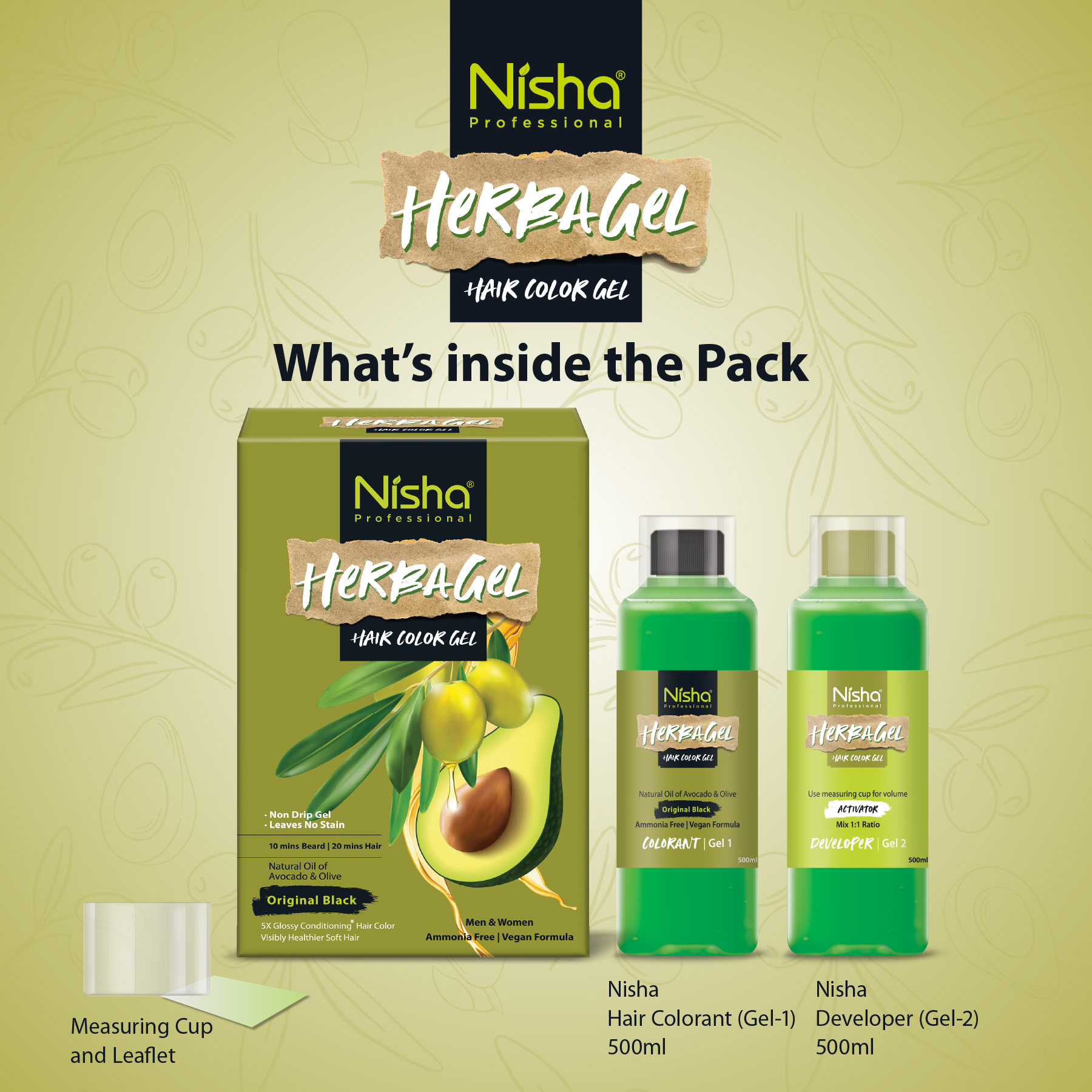 Nisha Professional Herba Hair Color Gel Dark Brown 100ml
