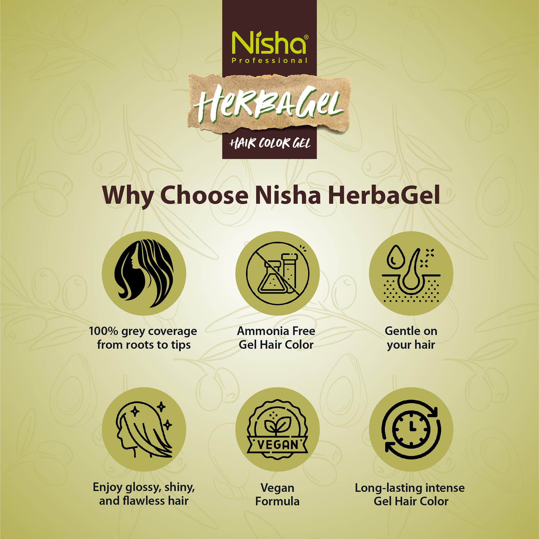 Nisha Professional Herba Hair Color Gel Dark Brown
