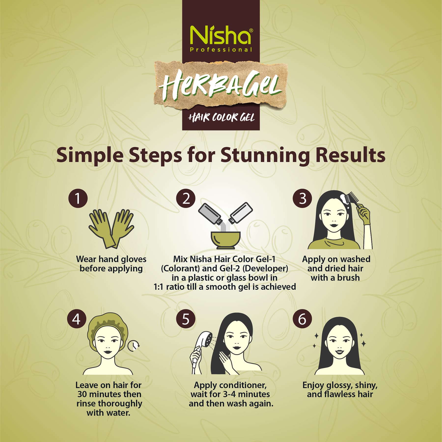 Nisha Professional Herba Hair Color Gel Dark Brown