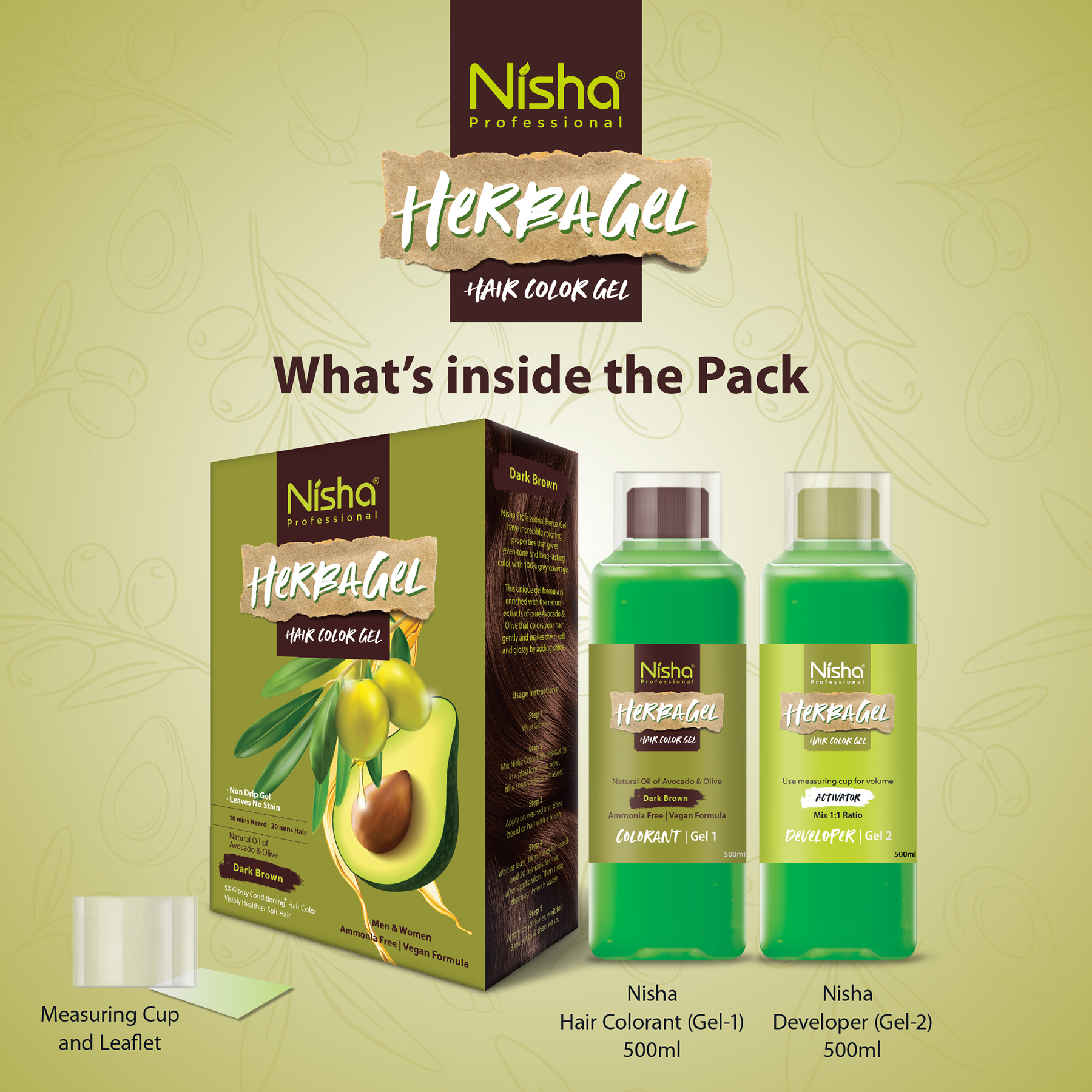 Nisha Professional Herba Hair Color Gel Dark Brown