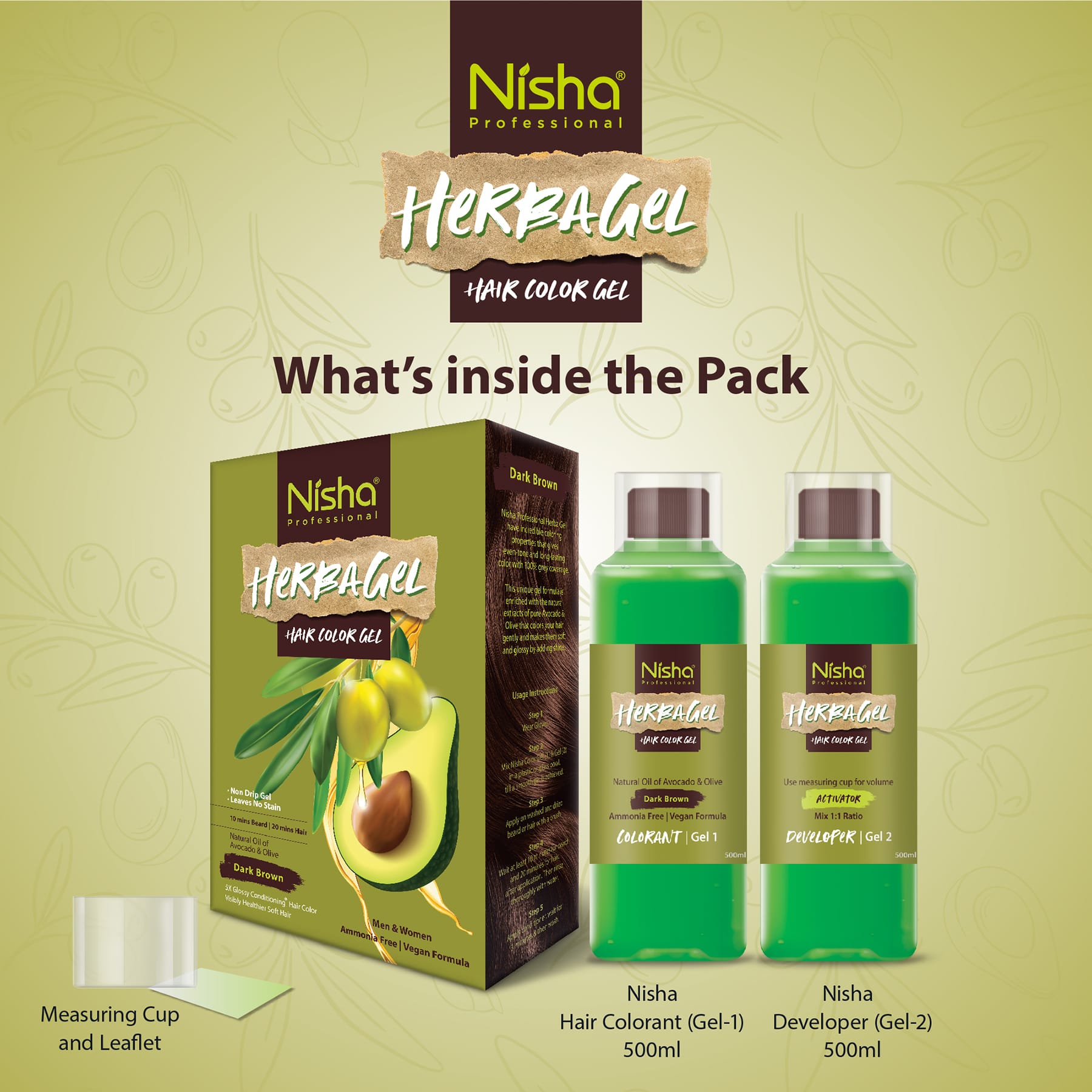 Nisha Professional Herba Hair Color Gel Dark Brown