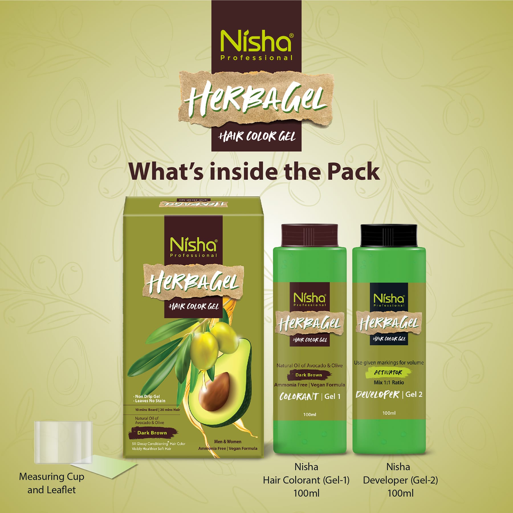 Nisha Professional Herba Hair Color Gel Dark Brown 100ml