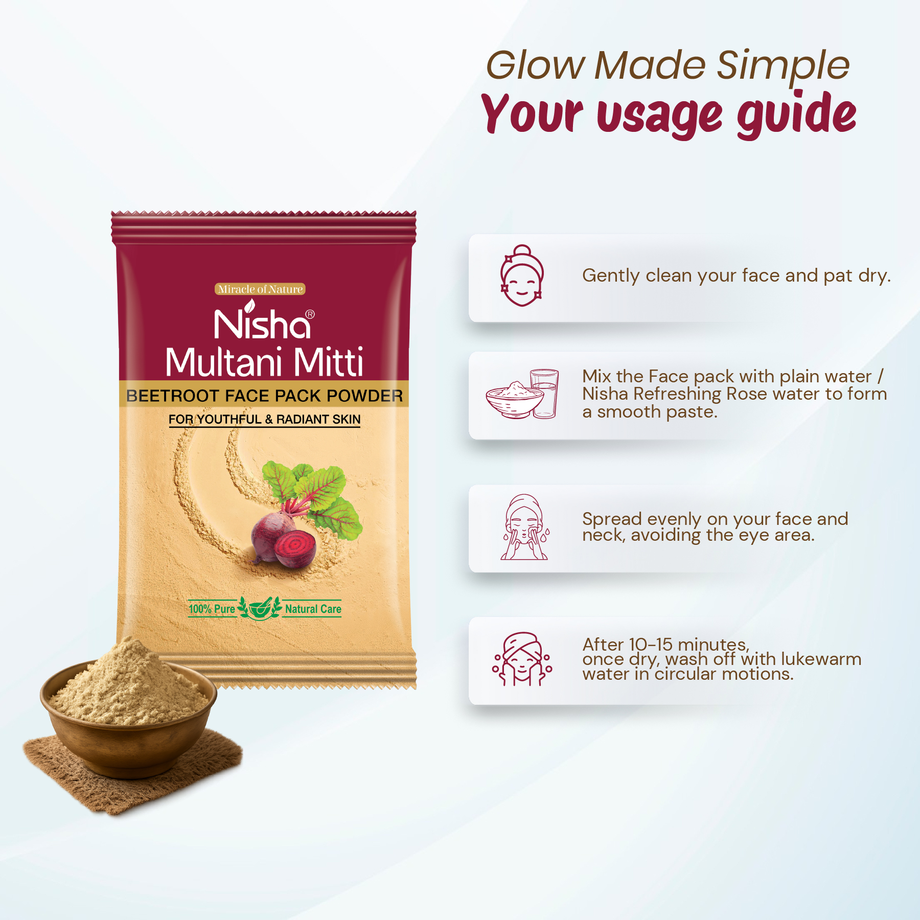 Nisha Multani Mitti Beetroot Face Pack Powder 10g