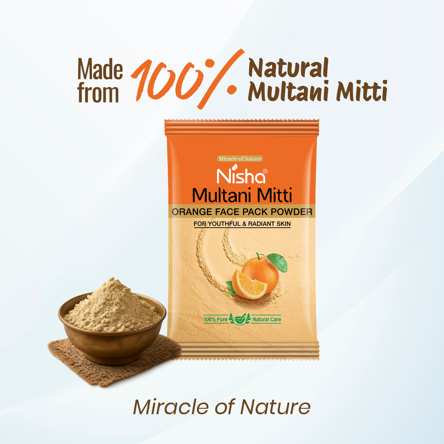 Nisha Multani Mitti Orange Face Pack Powder For Brightening