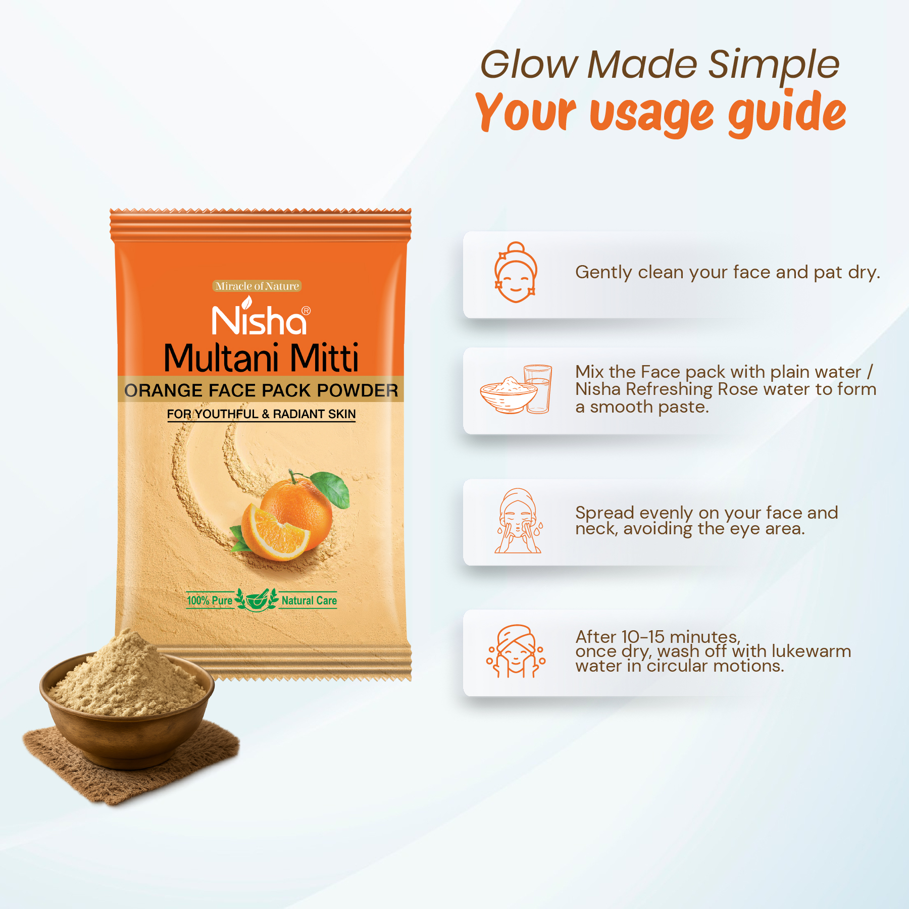 Nisha Multani Mitti Orange Face Pack Powder For Brightening