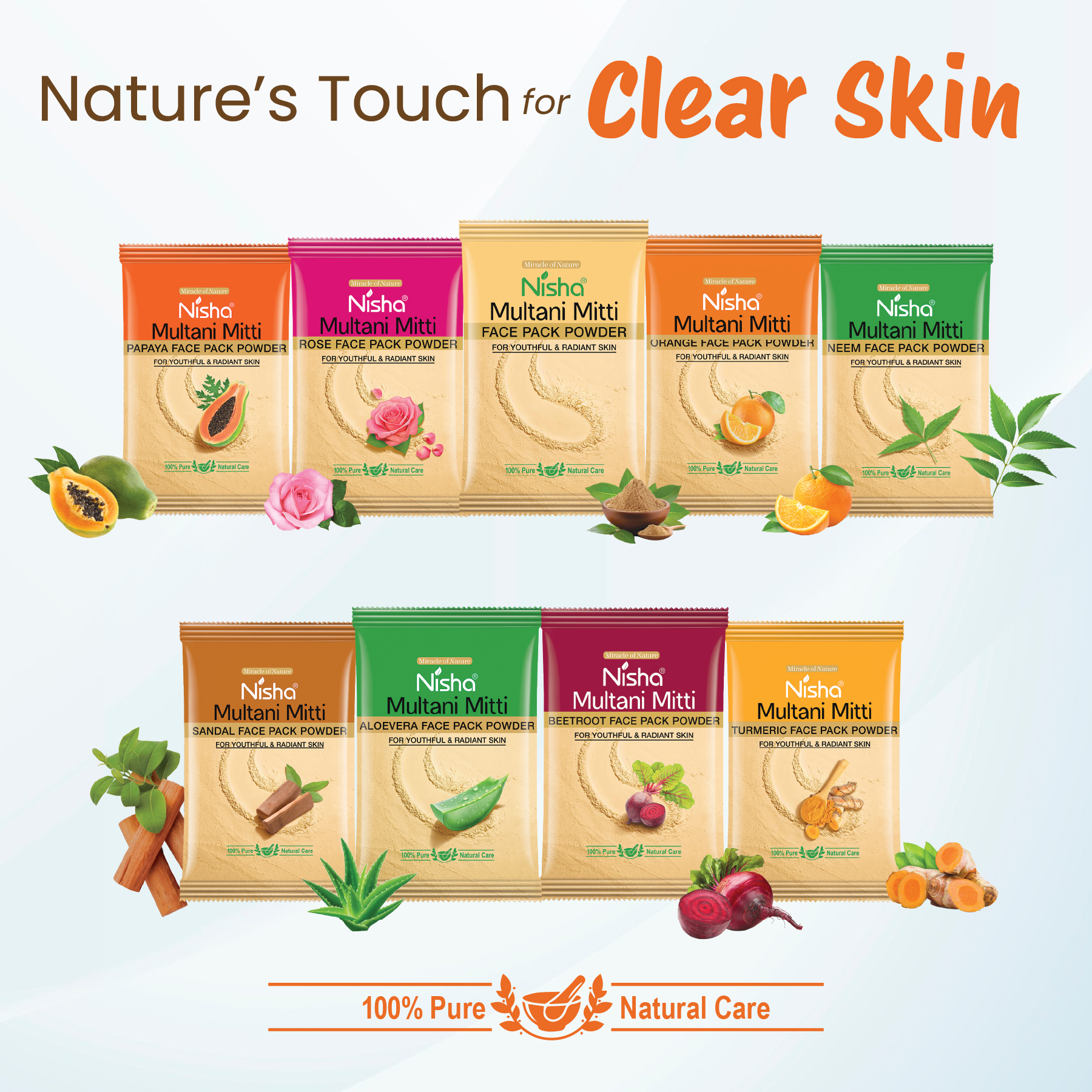 Nisha Multani Mitti Orange Face Pack Powder For Brightening