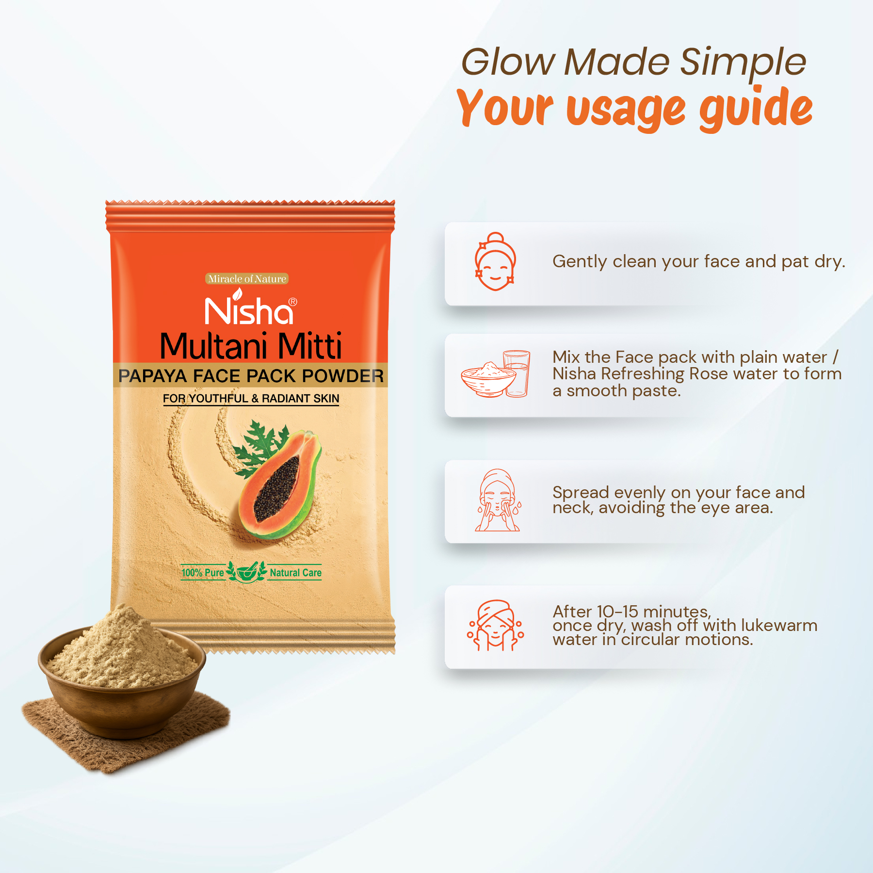 Nisha Multani Mitti Papaya Face Pack Powder 10g