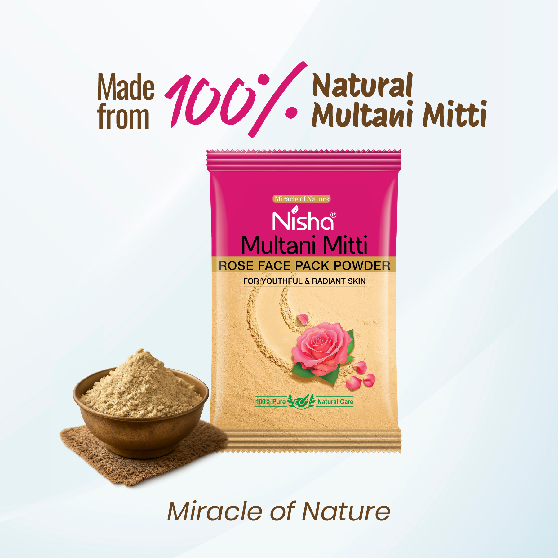 Nisha Multani Mitti Rose Face Pack Powder 10g