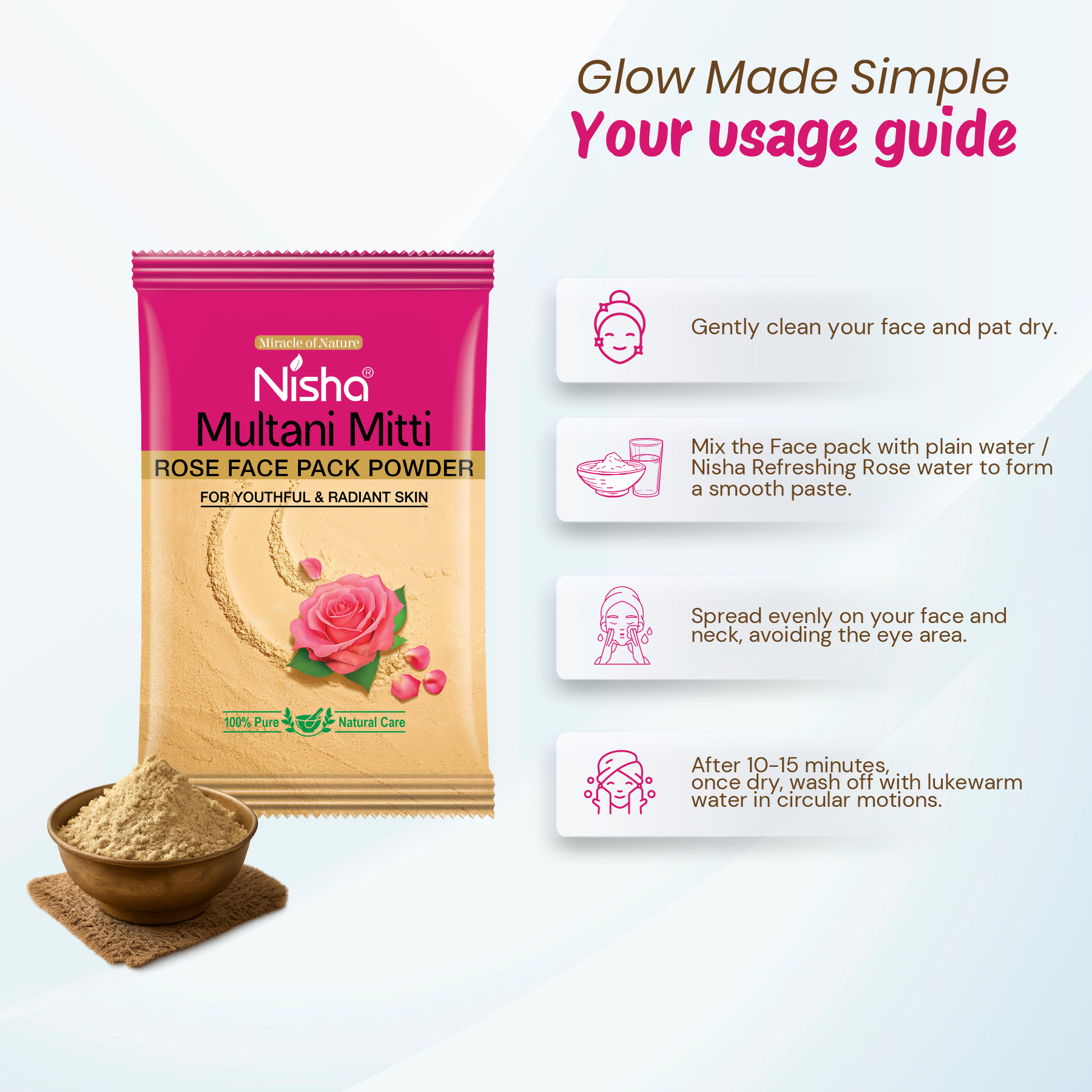 Nisha Multani Mitti Rose Face Pack Powder 10g
