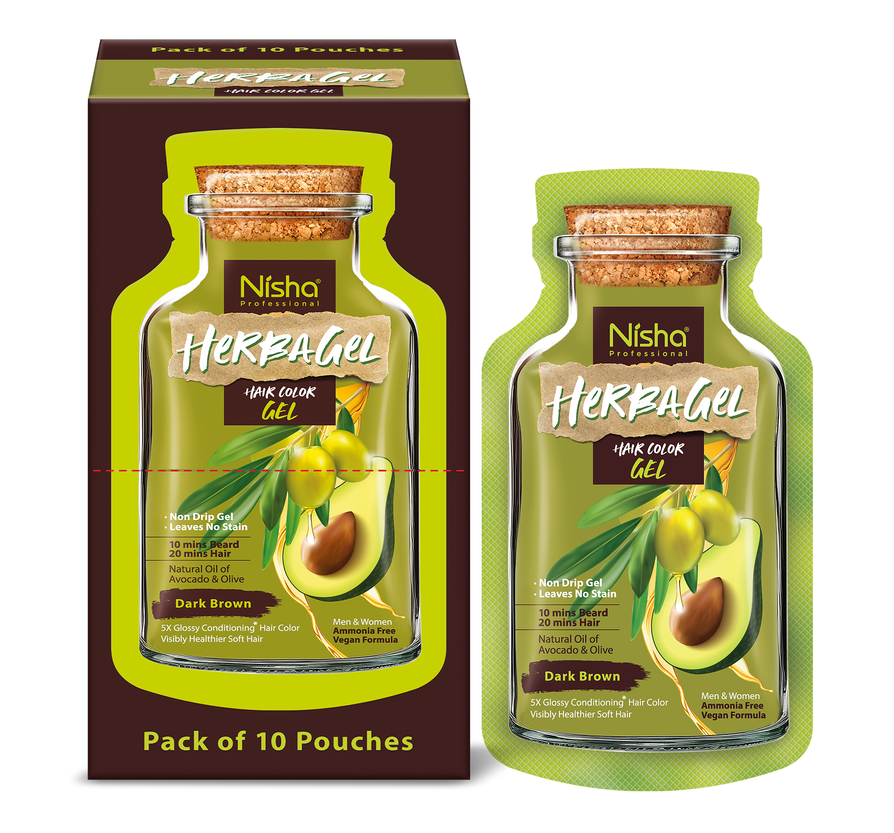 Nisha Professional Herba Hair Color Gel Dark Brown 300ml