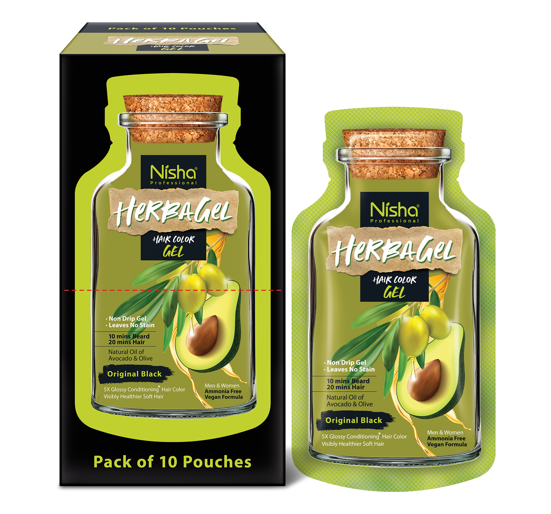 Nisha Professional Herba Hair Color Gel Original Black 300ml
