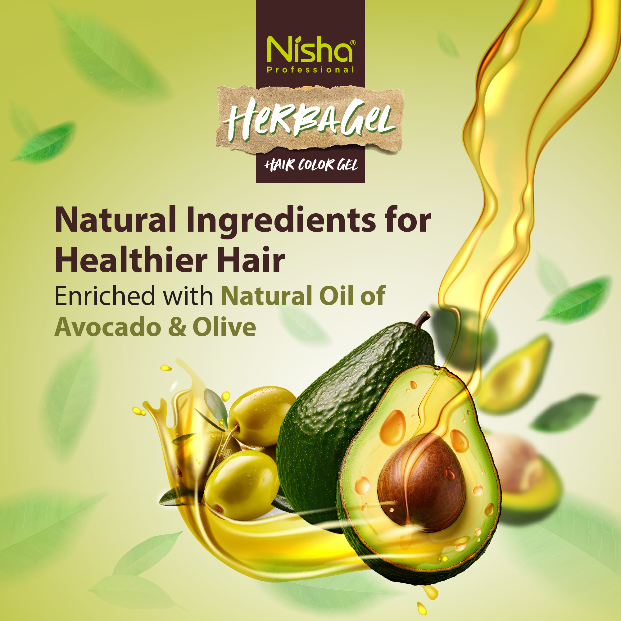 Nisha Professional Herba Hair Color Gel Dark Brown 300ml