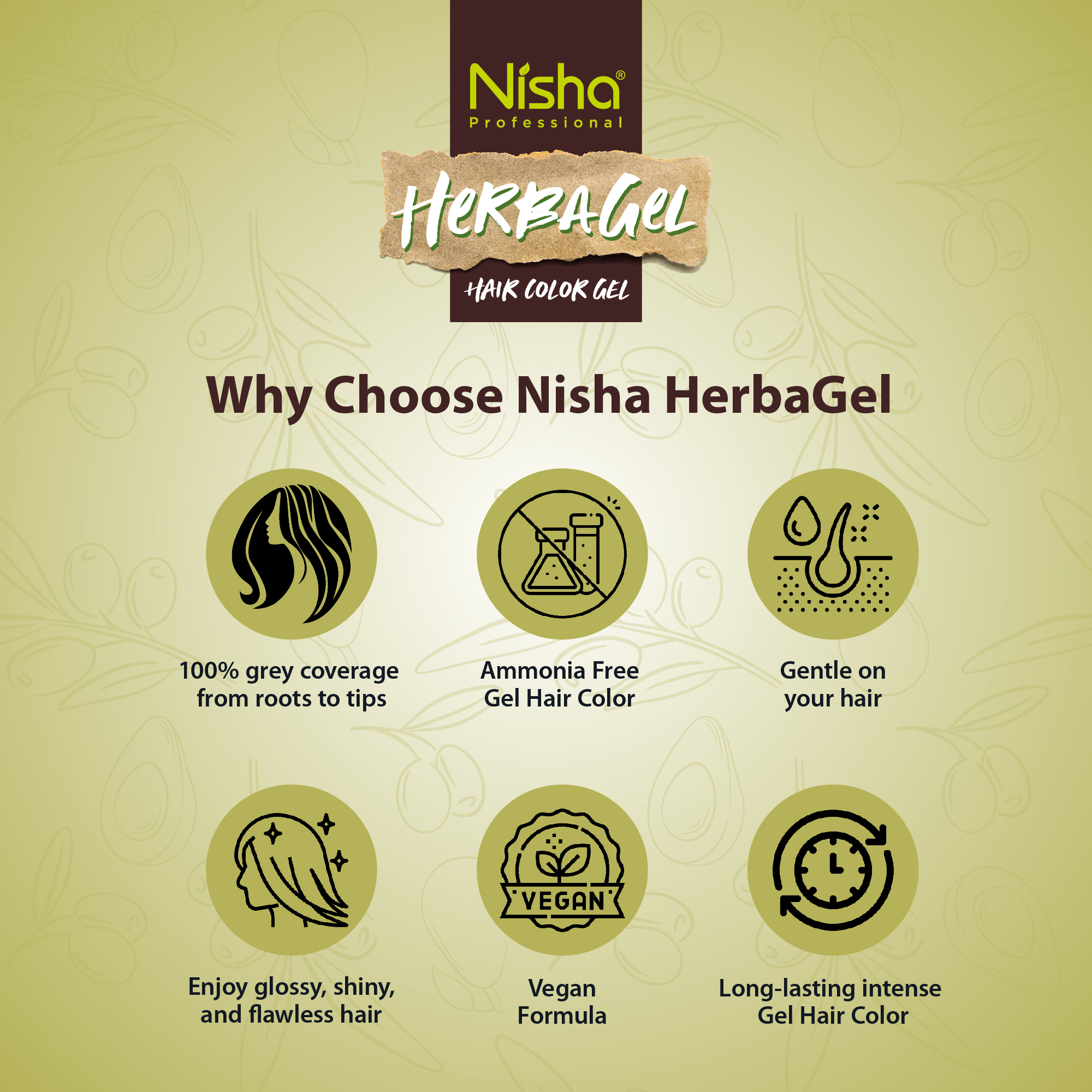 Nisha Professional Herba Hair Color Gel Dark Brown 300ml