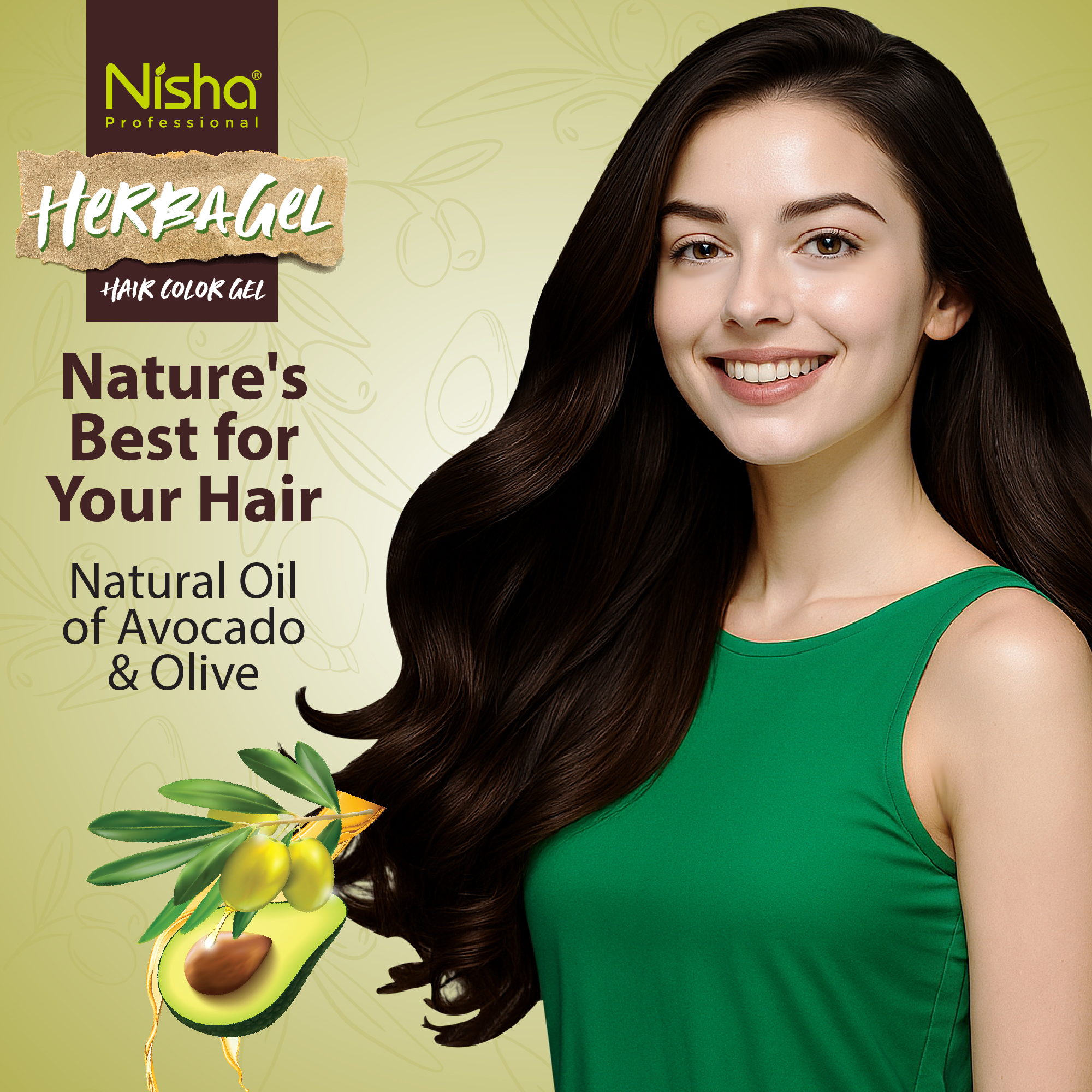 Nisha Professional Herba Hair Color Gel Dark Brown 300ml