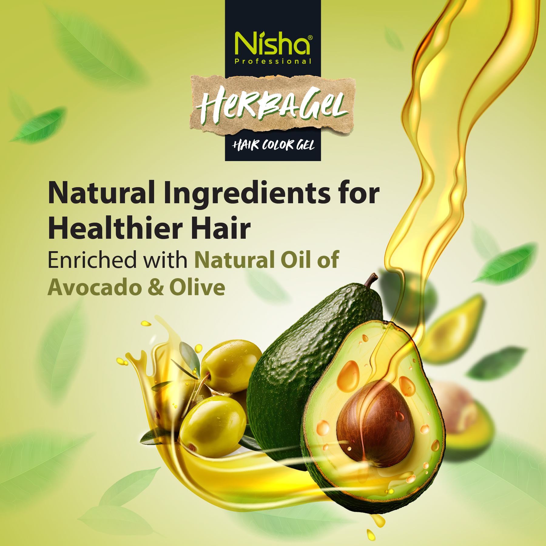 Nisha Professional Herba Hair Color Gel Original Black 300ml
