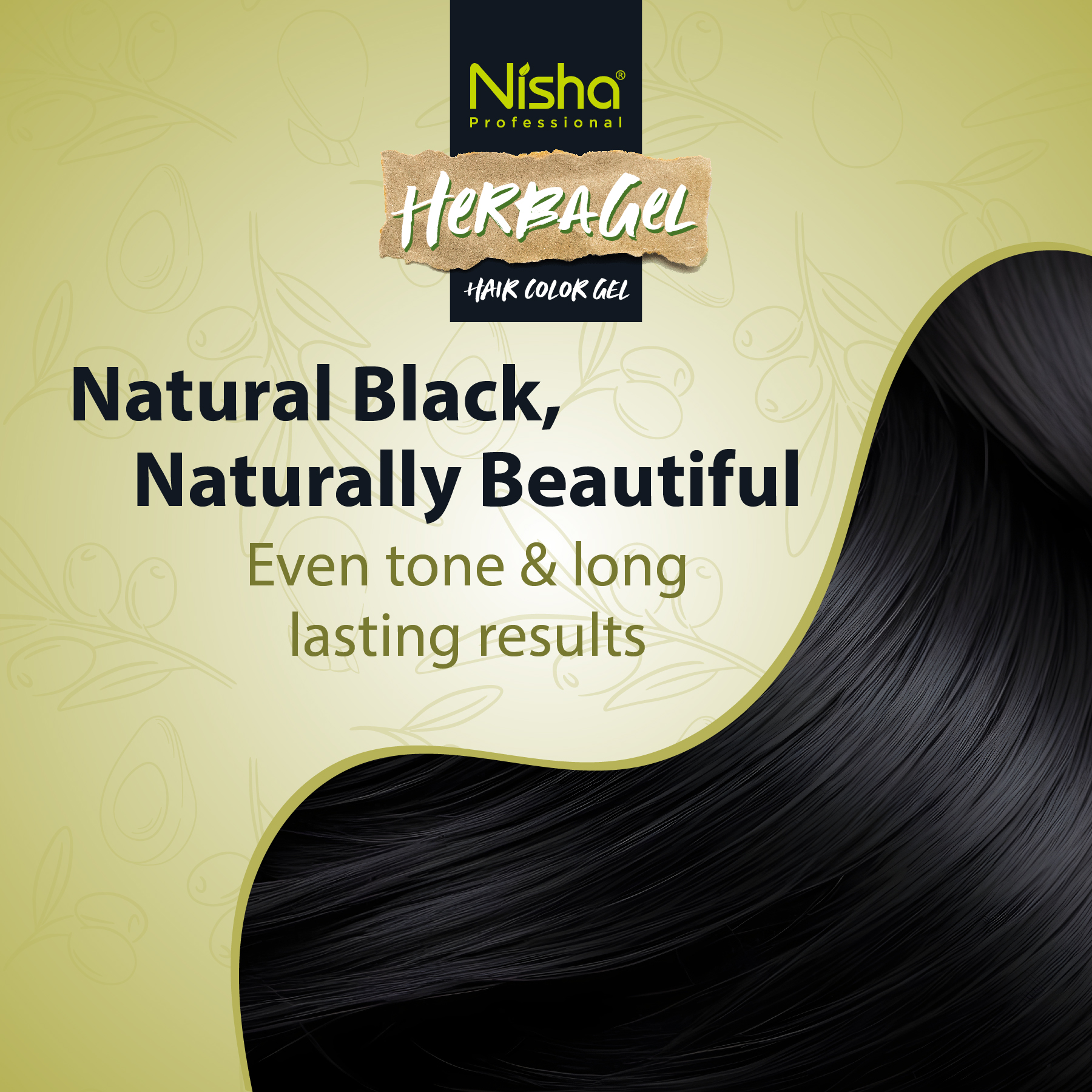 Nisha Professional Herba Hair Color Gel Original Black 300ml