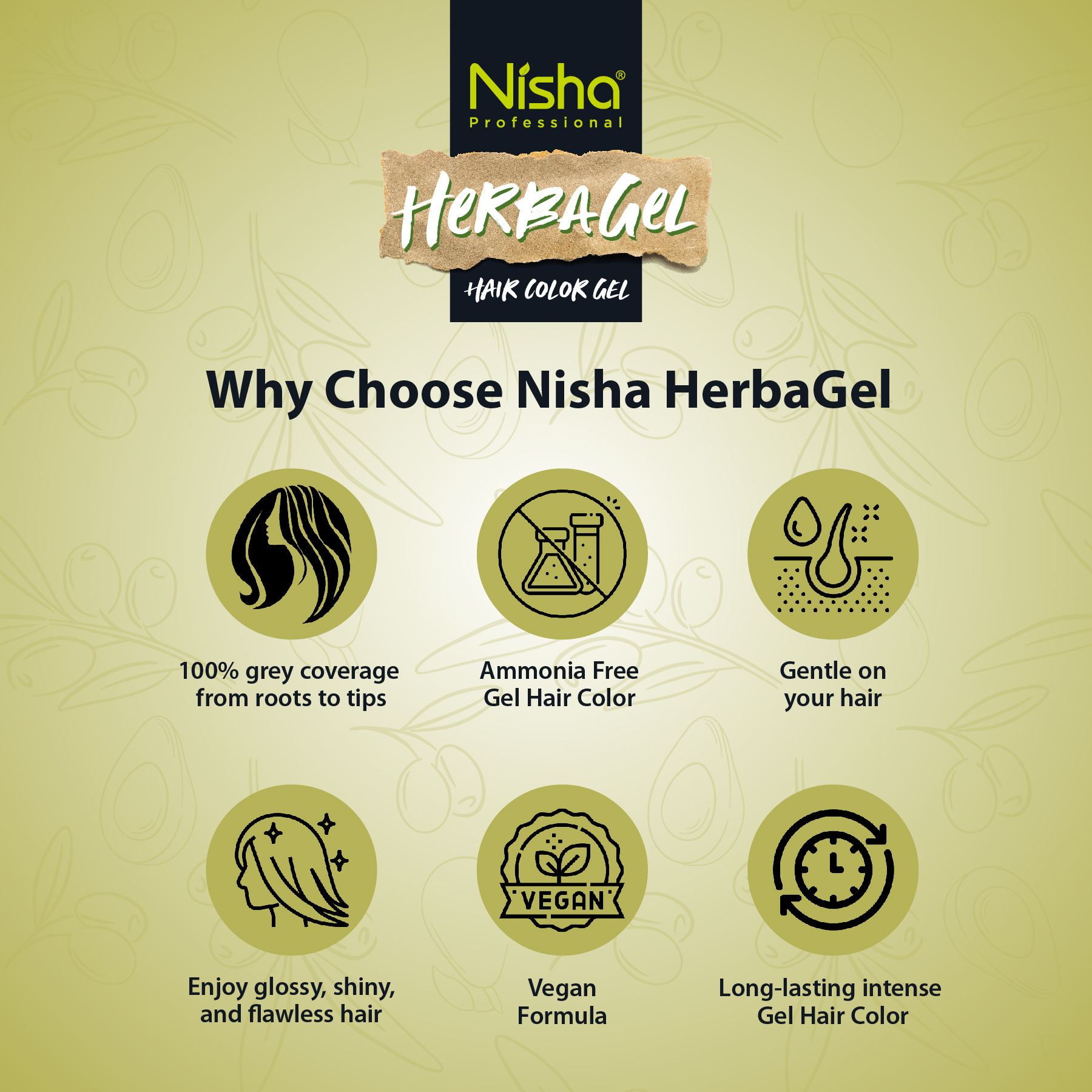 Nisha Professional Herba Hair Color Gel Original Black 300ml