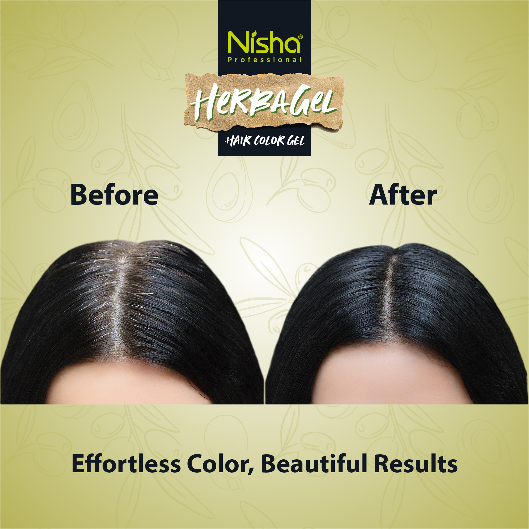 Nisha Professional Herba Hair Color Gel Original Black 300ml