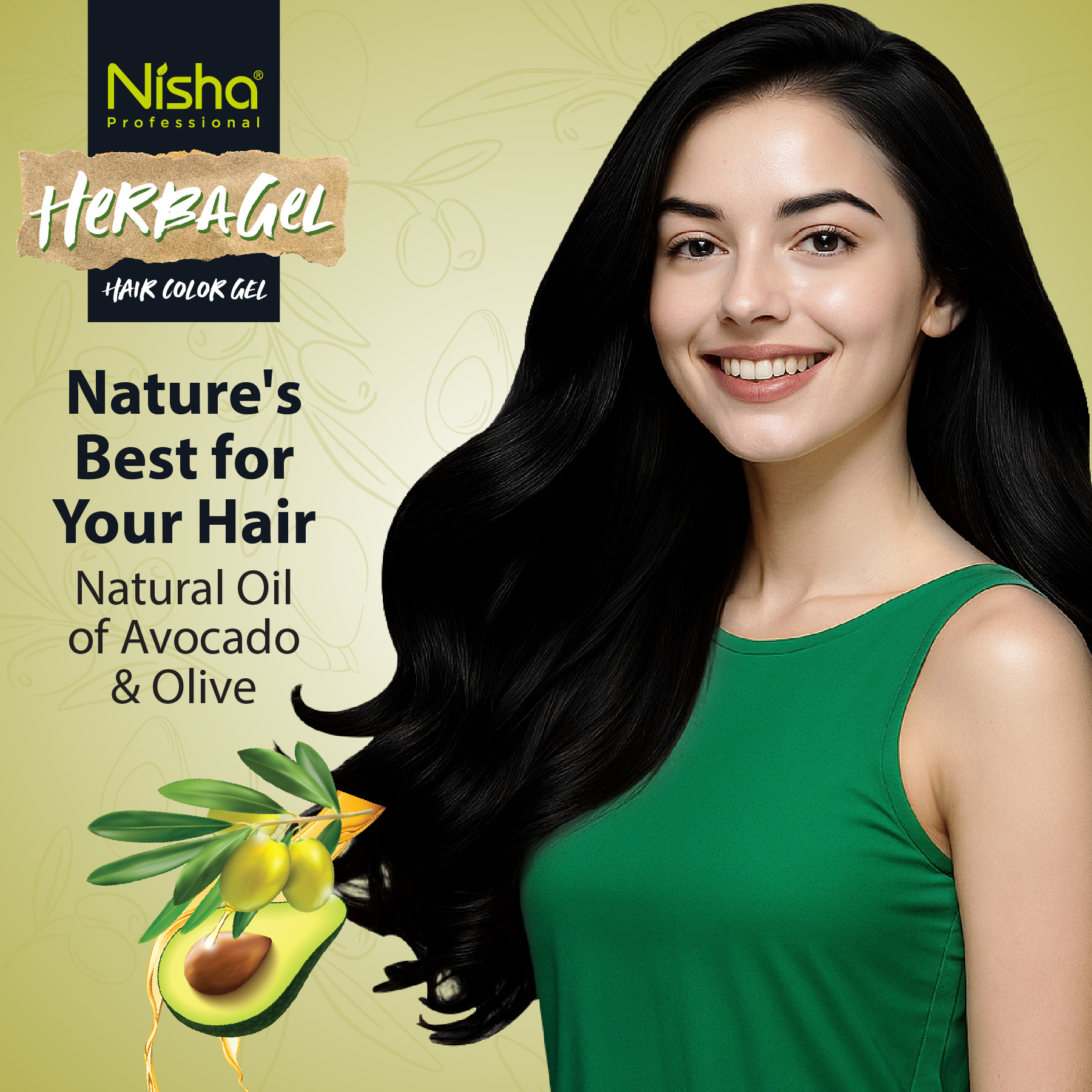 Nisha Professional Herba Hair Color Gel Original Black 300ml